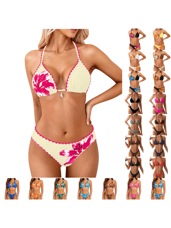 Bikini Sets for Women Two-piece Bathing Suit Summer Fashion Casual Floral Print Swimsuit