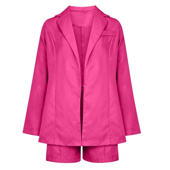 qucoqpe Blazer Shorts Set for Women Elegant 3 Piece Long Sleeve Open Front Blazer Short Suits Business Outfits with Belt