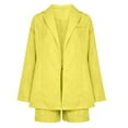 thumbnail image 1 of qucoqpe Blazer Shorts Set for Women Elegant 3 Piece Long Sleeve Open Front Blazer Short Suits Business Outfits with Belt, 1 of 4