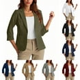 thumbnail image 1 of qucoqpe Blazers for Women Fall Fashion 2025 Lightweight 3/4 Sleeve Slim Elegant Casual Business Work Jacket Cozy Lapel Button Blazer Coat with Pockets, 1 of 5