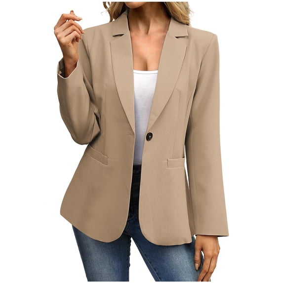 qucoqpe Blazers for Women Casual Open Front Long Sleeve Button Work Business Suit Coat Womens Lightweight Office Suit Jackets Blazer