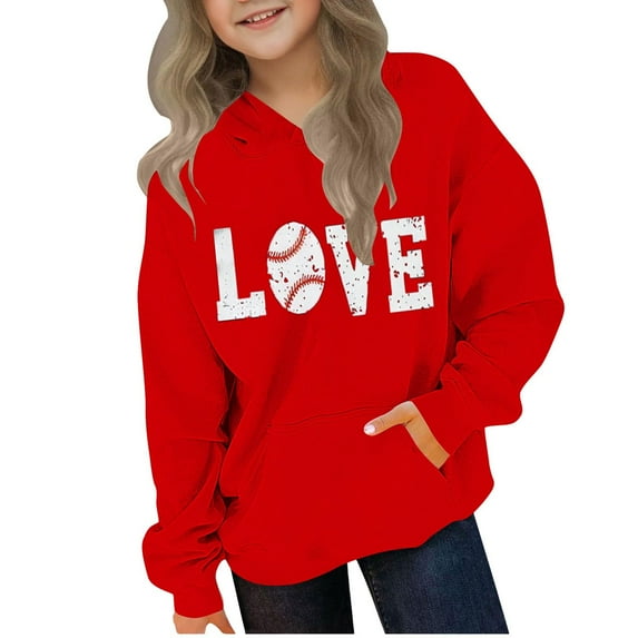 qucoqpe Boys Girls Heart Print Hoodie Cute Fleece-Lined Pullover Sweatshirt Warm Long Sleeve Hooded Sweatshirt Fall Winter Tops