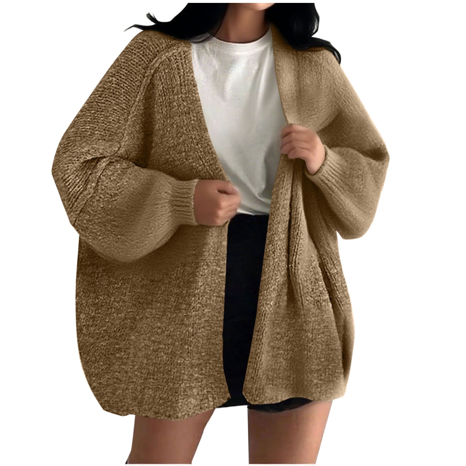 qucoqpe Cardigan Sweaters for Women Oversized Lantern Sleeve Knit