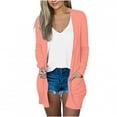 thumbnail image 1 of qucoqpe Cardigans for Women Loose Casual Long Sleeved Open Front Breathable Cardigans with Pockets, 1 of 5