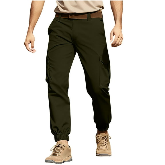 qucoqpe Cargo Hiking Pants for Men Plus Size Straight Leg Joggers Sweatpants Lightweight Stretch Waterproof Outdoor Trousers with Pockets