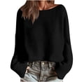 thumbnail image 1 of qucoqpe Casual Crewneck Sweaters for Women Lightweight Long Sleeve Knit Pullover Shirt Trendy Loose Sweatshirts Tops, 1 of 6