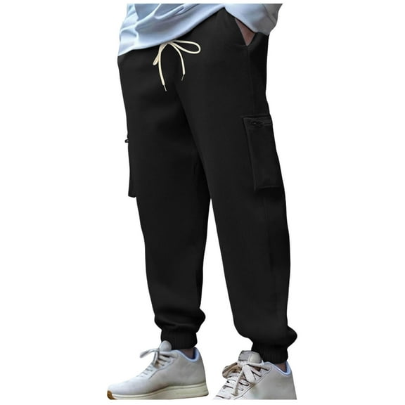qucoqpe Mens Corduroy Baggy Cargo Sweatpants Lightweight Fleece Straight Leg Workwear Trousers Zipper Pockets Casual Jogger Pants