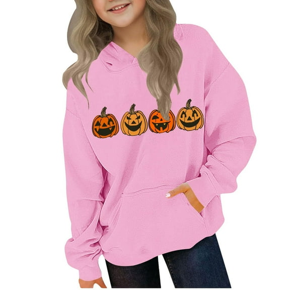 qucoqpe Children's Halloween Pumpkin Printed Sweatshirt Casual Fashion Long Sleeve Pullover Sweatshirt Kids Fall Winter Tops
