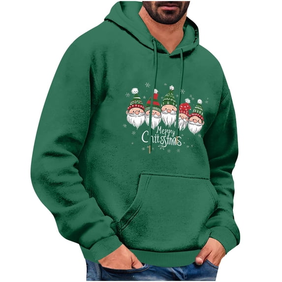 qucoqpe Christmas Hoodie Sweatshirts for Men Christmas Graphic Long Sleeve Pullover Casual Holiday Tops