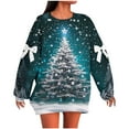thumbnail image 1 of qucoqpe Christmas Oversized Sweatshirt for Women Fashion Christmas Tree Print Crew Neck Long Sleeve Pullover Tops, 1 of 5