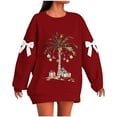 thumbnail image 1 of qucoqpe Christmas Oversized Sweatshirt for Women Fashion Christmas Tree Print Crew Neck Long Sleeve Pullover Tops, 1 of 5
