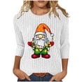 thumbnail image 1 of qucoqpe Christmas Shirts for Women, Women's Brushed Ribbed Knit Top, Christmas Print Loose Fit Round Neck 3/4 Sleeve Pullover, 1 of 6