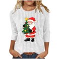 thumbnail image 1 of qucoqpe Christmas Shirts for Women, Women's Brushed Ribbed Knit Top, Christmas Print Loose Fit Round Neck 3/4 Sleeve Pullover, 1 of 6