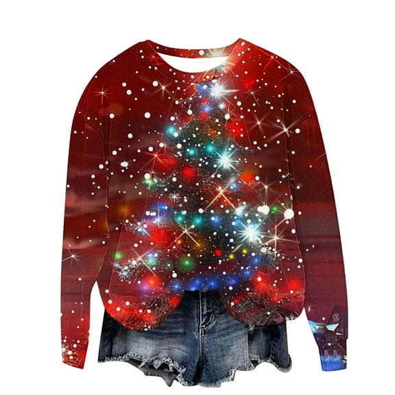 qucoqpe Christmas Sweatshirts for Women Merry Christmas Sweatshirts Women Oversized Crewneck Long Sleeve Sweater Holiday Pullover Tops