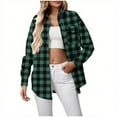 thumbnail image 1 of qucoqpe Classic Button Down Plaid Shirts for Women Fall Winter Lapel Long Sleeve Blouse Loose Fit Tops Jacket, 1 of 4