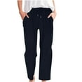 thumbnail image 1 of qucoqpe Corduroy Pants for Women Casual Drawstring Elastic High Waist Straight Leg Pants Loose Comfy Trousers with Pockets, 1 of 5