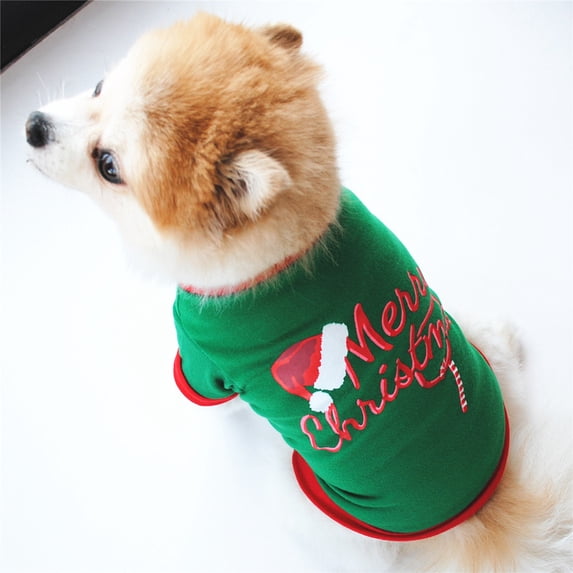 Bouanq Dog Christmas Thanksgiving Shirt Costume Cookies, Merry Chrismas, Santa Pet Xmas Clothes Printed Puppy T-Shirt Cosplay Pet Apparel for Small Dogs and Cats Dress Up Cosplay Gifts