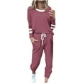 thumbnail image 1 of qucoqpe Fall Outfits for Women 2025 2 Piece Plus Size Sweatsuit Womens Crewneck Sweatshirts and High Waisted Jogger Pants Tracksuit Set, 1 of 6