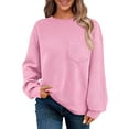 thumbnail image 1 of qucoqpe Fall Winter Casual Pullover Sweatshirts for Women Lightweight Oversized Sweatshirt with Chest Pocket Cozy Loungewear Trendy Streetwear Top, 1 of 5