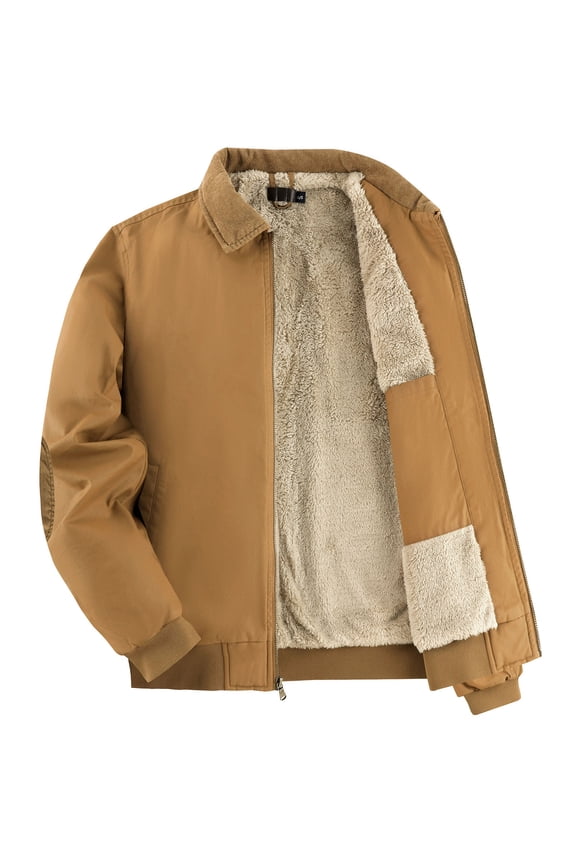 Fall Winter Outfits for Men 2025 Fashion Warm Solid Color Multi-pocket Trench Coats Long Sleeve Full Zip Up Fleece Lined Jacket