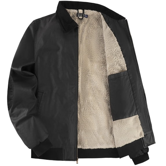 qucoqpe Fall Winter Outfits for Men 2025 Fashion Warm Solid Color Multi-pocket Trench Coats Long Sleeve Full Zip Up Fleece Lined Jacket