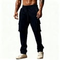 thumbnail image 1 of qucoqpe Fleece Sweatpants for Men Stretch Elastic Waist Drawstring Cargo Joggers Pants Athletic Trousers, 1 of 6