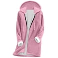 thumbnail image 1 of qucoqpe Fuzzy Fleece Winter Coats for Women Trendy Casual Hooded Full Zip Plushy Coat with Pockets Cozy Warm Outerwear, 1 of 6