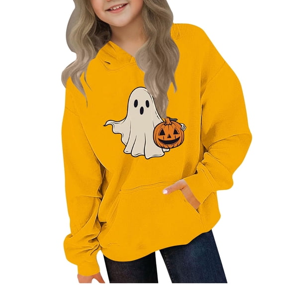 qucoqpe Halloween Kids' Cute Hooded Sweatshirt Cozy Fleece Pullover Boys and Girls Soft Warm Long Sleeve Hoodie