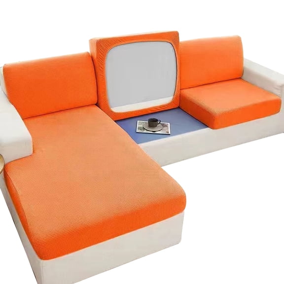 Bouanq Home Sofa Cover Reversible Stretch Sofa Slipcover Polyester Solid Oversized Elastic Furniture Protector Cover for Pets Kids Children Dog Cat