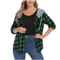 thumbnail image 1 of qucoqpe Hooded Flannel Plaid Shirt for Women Stylish Casual Button Down Hoodie Shirts Womens Long Sleeve Loose Jackets Tops, 1 of 5