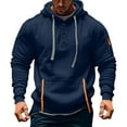 thumbnail image 1 of qucoqpe Hoodies for Men Trendy Buttons Collar Long Sleeve Pullover Tops Men's Fashion Hoodies & Sweatshirts with Zip Pocket, 1 of 5