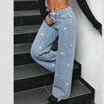 thumbnail image 1 of qucoqpe Jeans for Women Trendy High Waist Wide Leg Denim Pants Vintage Bow Baggy Trousers with Pockets, 1 of 6