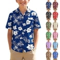 thumbnail image 1 of qucoqpe Kids Hawaiian Shirt Short Sleeve Tropical Floral Beach Vacation Summer Short Sleeve Collared Button Pocketed Down Boys and Girls Shirts Trendy Casual Thin Comfy Tops for Teens, 1 of 7