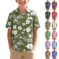 thumbnail image 1 of qucoqpe Kids Hawaiian Shirt Short Sleeve Tropical Floral Beach Vacation Summer Short Sleeve Collared Button Pocketed Down Boys and Girls Shirts Trendy Casual Thin Comfy Tops for Teens, 1 of 7