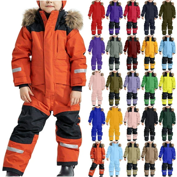 qucoqpe Kids Ski Suit Boys Girls One Piece Snowsuits Winter Waterproof Ski Jumpsuits Snowboard Jacket Coats for Outwear