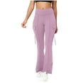thumbnail image 1 of qucoqpe Leggings for Women High Waisted Flare Yoga Workout Pants with Pockets Casual Stretch Elegant Trousers, 1 of 8