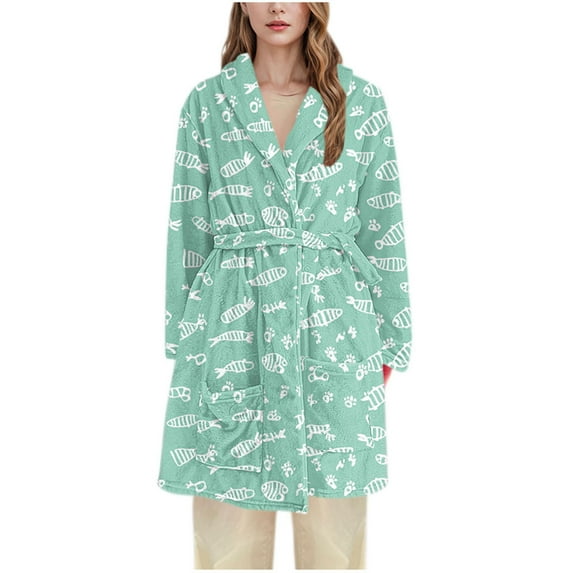 qucoqpe Long Robes for Women Flannel Fleece Bathrobe Winter Warm Pajamas Shower Nightgown Sleepwear Christmas Valentines Gifts