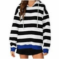 thumbnail image 1 of qucoqpe Loose Fitting Long Sleeve Hooded Sweatshirts for Women Plus Size Drop-Shoulder Colorblock Hoodie Oversized Striped Sports Sweatshirt Top, 1 of 3