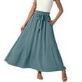 thumbnail image 1 of qucoqpe Maxi Skirts for Women Fashion Loose Elastic Waist Drawstring Long Skirt, 1 of 6