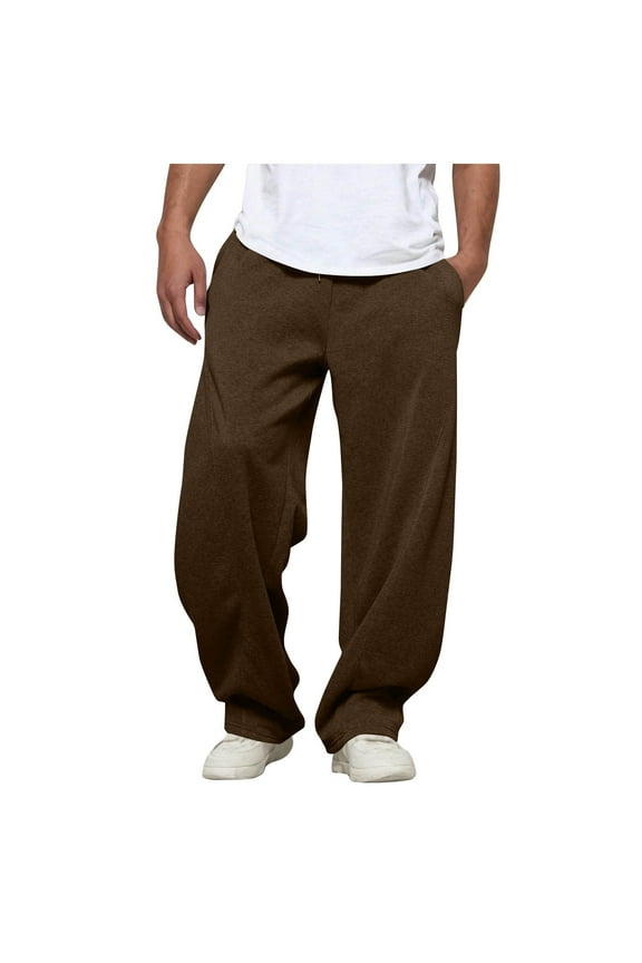 Men's Baggy Sweatpants Loose Fit Elastic Waist Drawstring Wide Leg Lounge Sweat Pants with Pockets Streetwear Track Pants Black XL