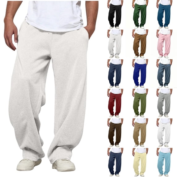 qucoqpe Men's Baggy Sweatpants Loose Fit Elastic Waist Drawstring Wide Leg Lounge Sweat Pants with Pockets Streetwear Track Pants Gray M