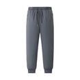 thumbnail image 1 of qucoqpe Men's Big & Tall Fleece Lined Jogger Pants with Knee Protection Plus Size Solid Color Thermal Winter Trousers with Elastic Drawstring Waist, 1 of 4