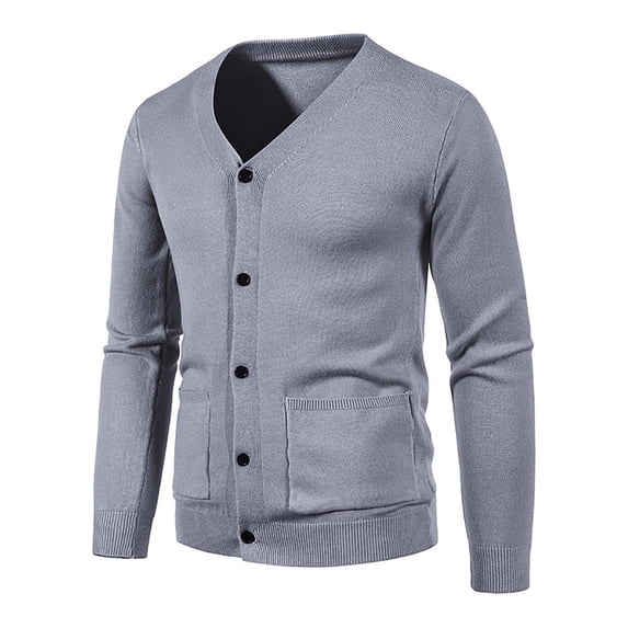 qucoqpe Men's Cardigan Sweater Cable Knit V Neck Button up Sweaters Ribbed Cardigan Sweater with Pockets on Clearance