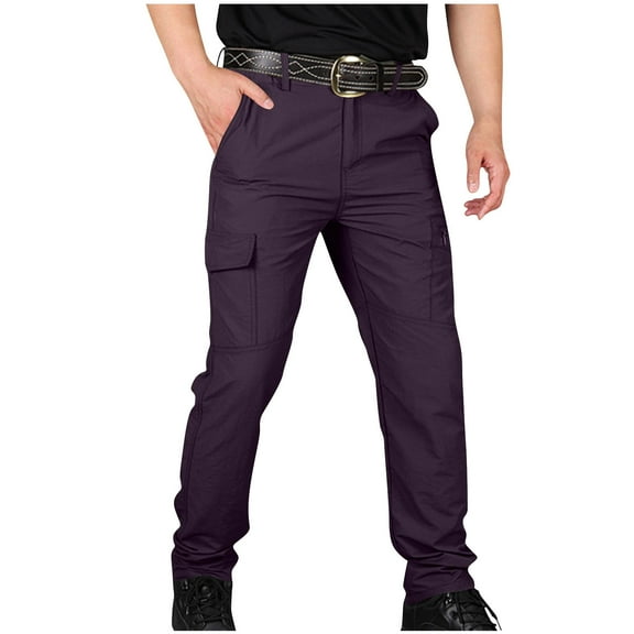 qucoqpe Men's Cargo Pants Slim Fit Lightweight Casual Hiking Outdoor Work Pants with Multi Pockets