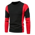 thumbnail image 1 of qucoqpe Men's Casual Color Block Long Sleeve Crewneck Cable Knit Pullover Sweater, 1 of 5