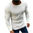thumbnail image 1 of qucoqpe Men's Casual Crewneck Long Sleeve Structured Knit Pullover Sweater on Clearance, 1 of 1