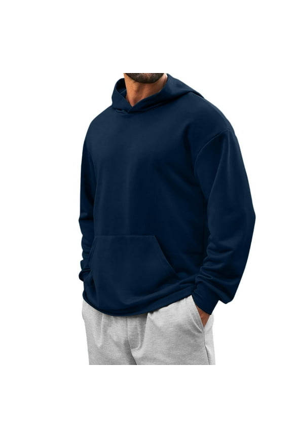 Men's Casual Loose Fitting Hoodie Pullover Sweatshirt with Drawstring Hood Comfortable Soft Fleece Sporty Streetwear Tops