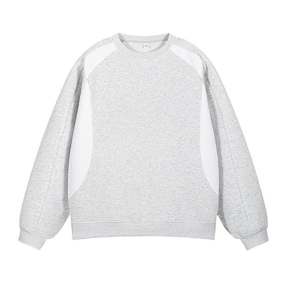 qucoqpe Men's Color Block Oversized Crewneck Sweatshirts Casual Fashion Long Sleeve Fleece Lined Pullover Top for Men