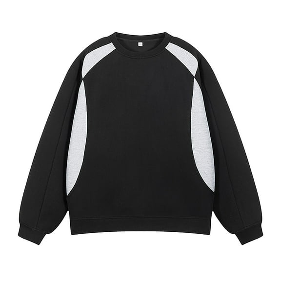 qucoqpe Men's Color Block Oversized Crewneck Sweatshirts Casual Fashion Long Sleeve Fleece Lined Pullover Top for Men