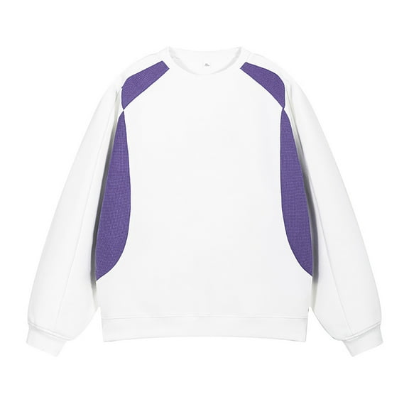 qucoqpe Men's Color Block Oversized Crewneck Sweatshirts Casual Fashion Long Sleeve Fleece Lined Pullover Top for Men
